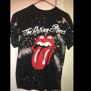 Rolling Stones Band Tee Tongue Shirt Bleached